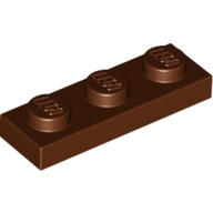 Lego destička 1x3, červeno hnědá (4211152)